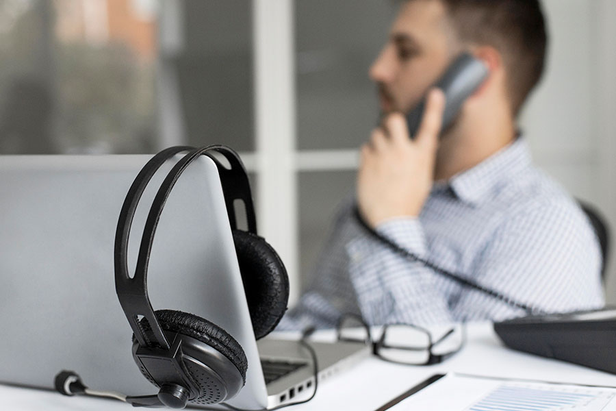 Man answering service phone call