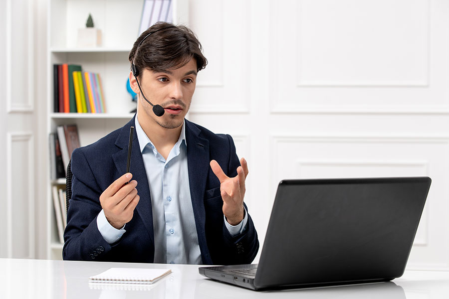 Professional answering client questions
